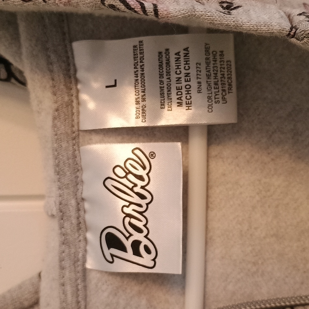 Kids LARGE Barbie Gray and Pink Hoodie - Picture 2 of 5